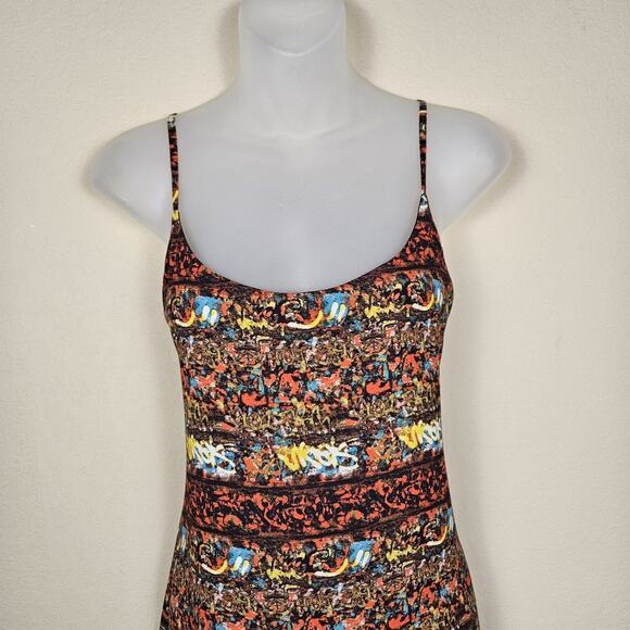 Sam Edelman Slip Dress Graffiti Print Mini Summer Colorful Party Casual Womens M - Picture 3 of 12